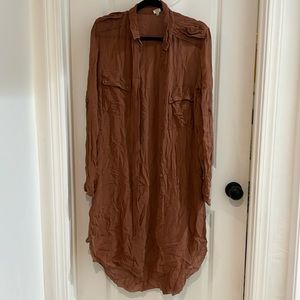 Aritzia silk sheer shirt dress